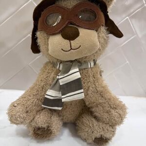 CoCaLo Baby Aviator Puppy Dog Plush Snuggle Toy w Striped Scarf Super Soft 12"